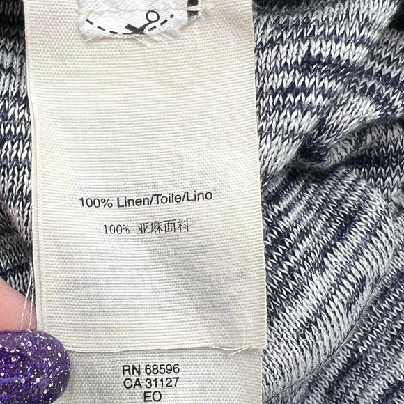 DKNY PURE BLUE AND WHITE OPEN KNIT CARDIGAN ASYMMETRICAL HEM SPACE DYE - Picture 14 of 15